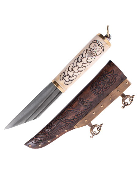 Faca Seax ou Viking com cabo de osso...
