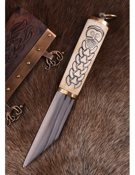 Faca Seax ou Viking com cabo de osso...