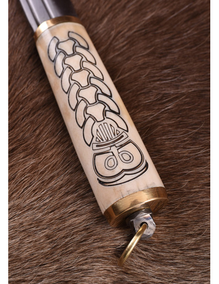 Faca Seax ou Viking com cabo de osso...