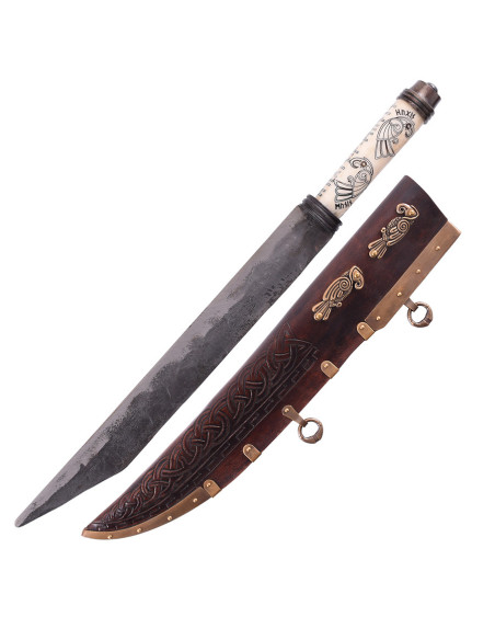 Seax ou faca Viking longa com cabo de...