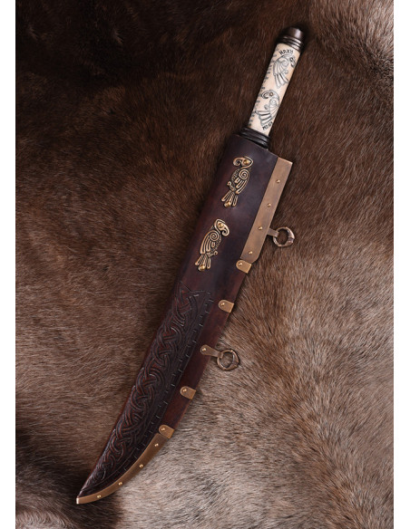 Seax ou faca Viking longa com cabo de...