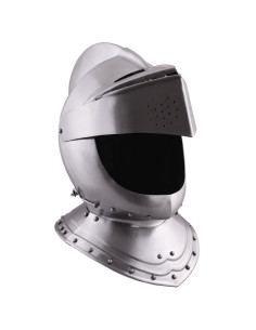 Capacete medieval inglês fechado do século XVI, aço de... 2