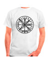 T-shirt branca Vegvísir Vikings, manga curta