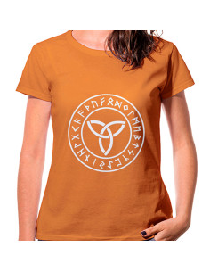 T-shirt Laranja Trisqueta Celtic de mulher, manga curta