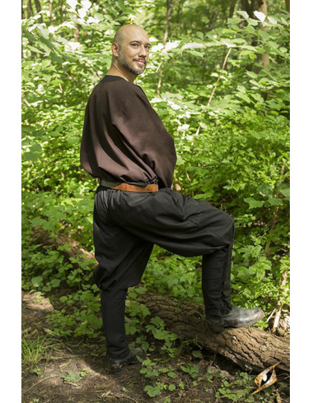 Calças medievais pretas com cadarços,...