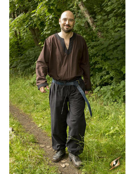 Calças medievais básicas em preto,...