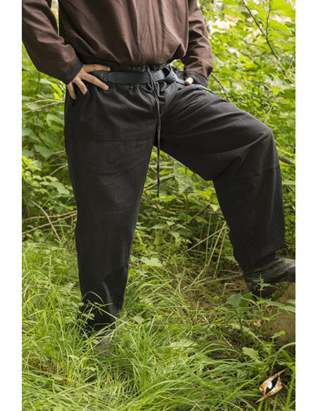 Calças medievais básicas em preto,...