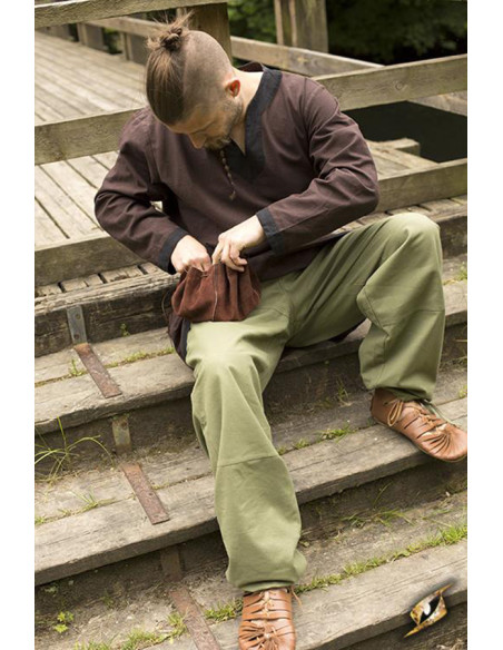 Calças medievais básicas em verde,...