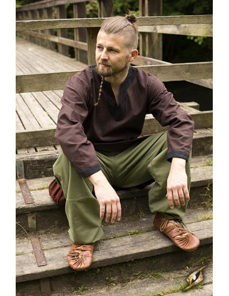 Calças medievais básicas em verde,...