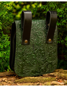 Bolsa medieval Beatriz em couro verde 2
