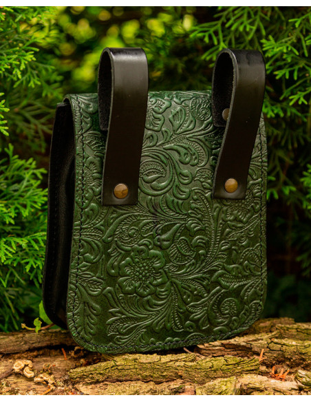 Bolsa medieval Beatriz em couro verde