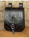Bolsa medieval Goffredo em couro preto