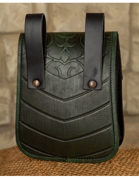 Bolsa medieval Goffredo em couro verde