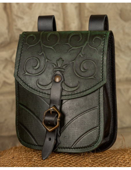 Bolsa medieval Goffredo em couro verde
