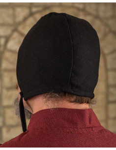 Martinus medieval crepe camponês, lã preta 2