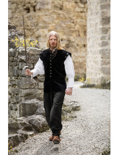 Colete renascentista modelo Pierre, cor preta