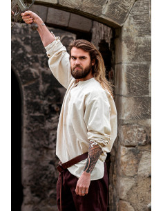 Camisa medieval modelo Batrholomeus, cor branca natural 2
