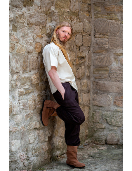 Camisa medieval com mangas curtas e...