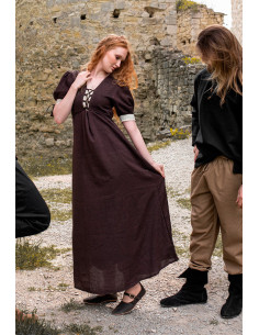 Vestido medieval Denise com atacadores, natural... 2