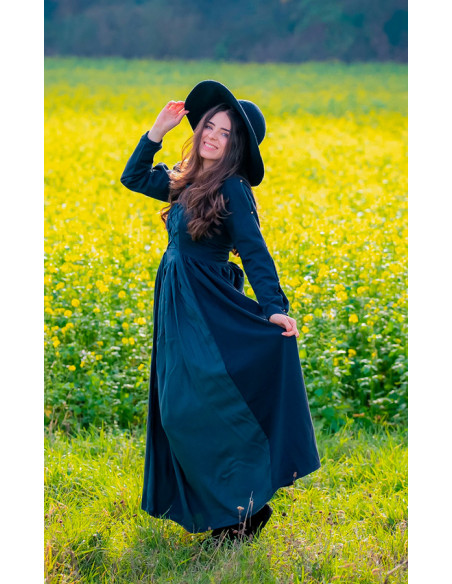 Vestido medieval Medusa, preto-azul