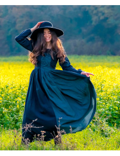 Vestido medieval Medusa, preto-azul