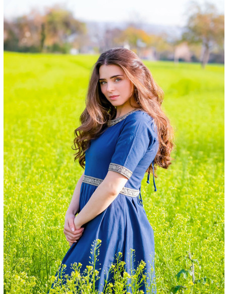 Vestido medieval mulher Enin, cor azul