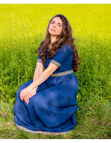 Vestido medieval mulher Enin, cor azul