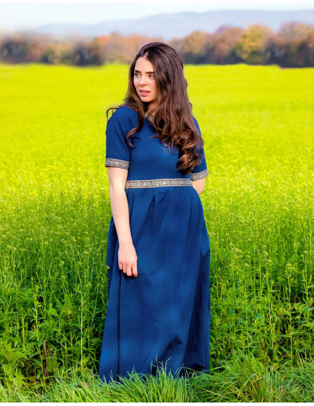 Vestido medieval mulher Enin, cor azul