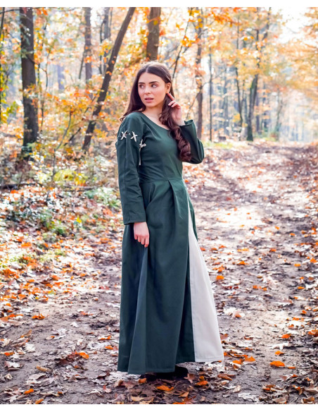 Vestido medieval verde-branco modelo...