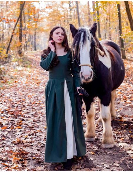 Vestido medieval verde-branco modelo...