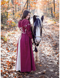 Vestido medieval vermelho-branco modelo Larina 2