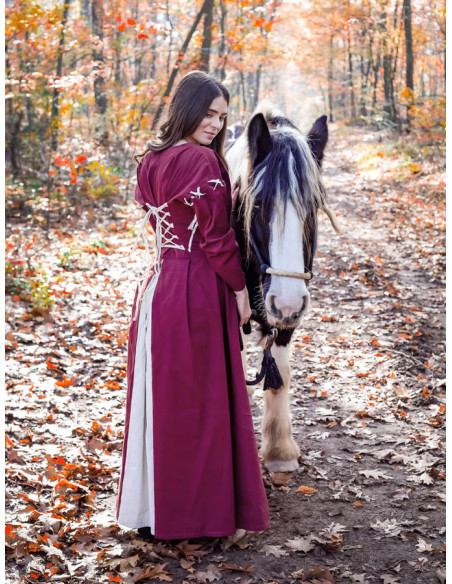 Vestido medieval vermelho-branco...