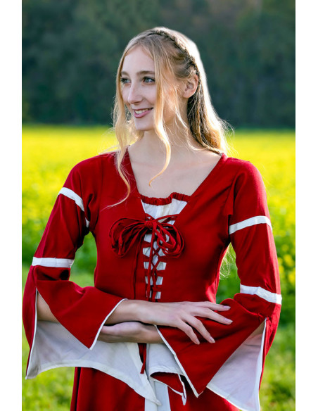 Vestido medieval mulher Red-Cream