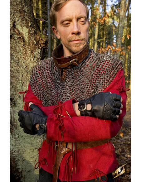 Luvas de couro preto celta, fecho de...