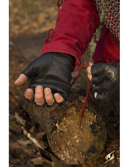 Luvas de couro preto celta, fecho de...