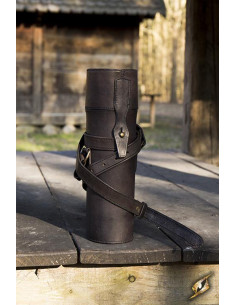 Porta-pergaminho com alça em couro preto