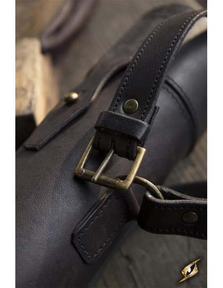 Porta-pergaminho com alça em couro preto