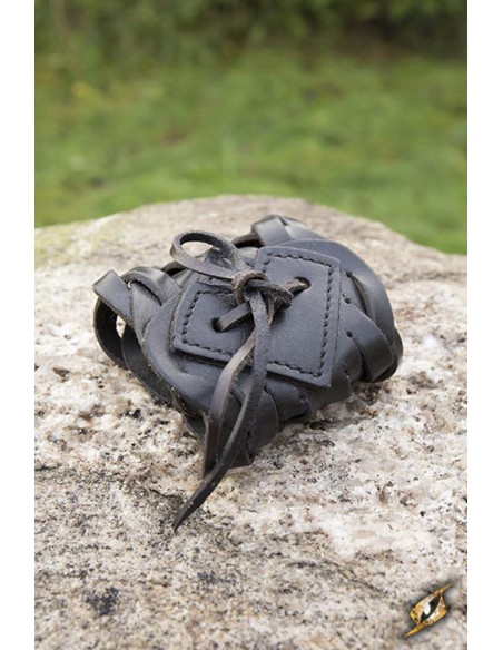 Pulseira celta de couro preto trançado