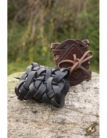 Pulseira trançada de couro marrom celta