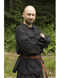 Camisa renascentista em algodão Aramis, cor preta 2