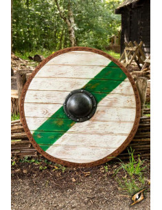 Escudo Celta Viking Thegn Verde/Branco LARP, ø 80 cm.