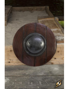 Broquel redondo, imitação de madeira, para LARP, ø 40 cm.