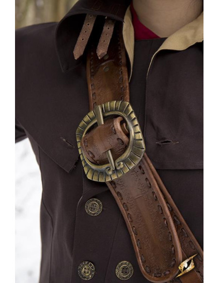 Bolsa transversal pirata de couro marrom