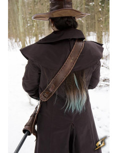 Bolsa transversal pirata de couro marrom 2