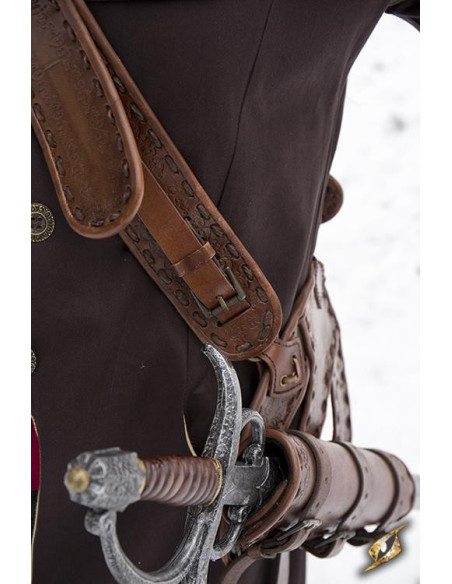 Bolsa transversal pirata de couro marrom