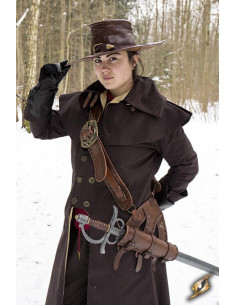 Bolsa transversal pirata de couro marrom