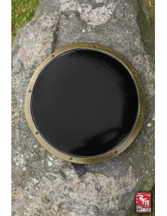 Broquel de látex preto medieval para LARP, ø36 cm