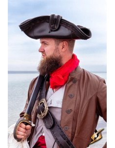 Chapéu de pirata preto em pele sintética