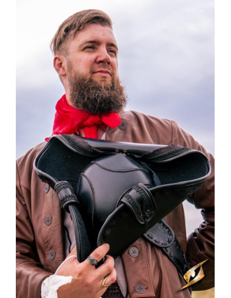 Chapéu de pirata preto em pele sintética