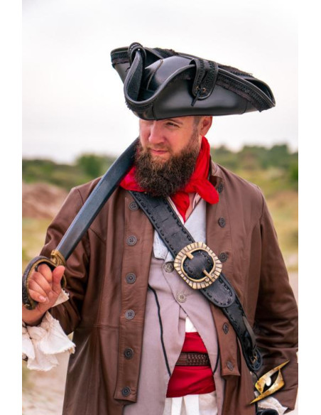 Chapéu de pirata preto em pele sintética